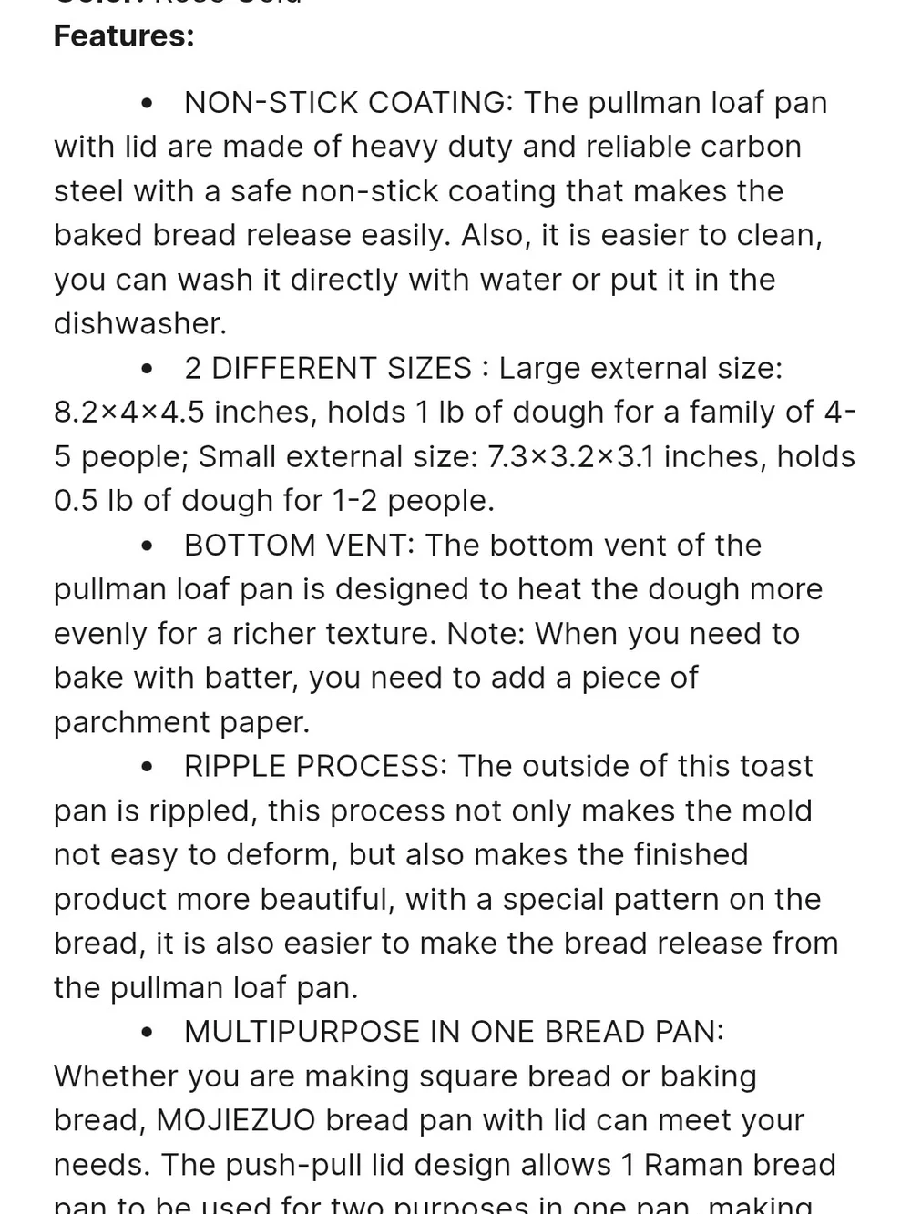 2pc Rose Gold Pullman Loaf Pan Set w/ Lids Nonstick Bread Pans